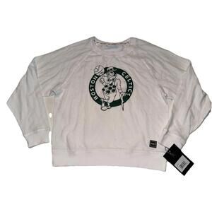 NWT DKNY Sport Womens White Mesh Long Sleeve White Top Celtics Logo NBA Athlete